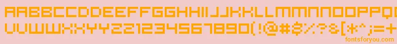 Pannetje10-Schriftart – Orangefarbene Schriften auf rosa Hintergrund