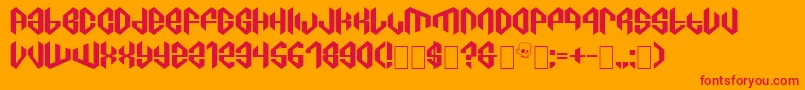 C8aTajra-Schriftart – Rote Schriften auf orangefarbenem Hintergrund