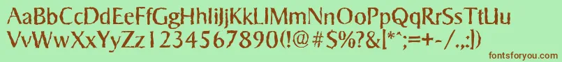 SigvarrandomRegular-Schriftart – Braune Schriften auf grünem Hintergrund