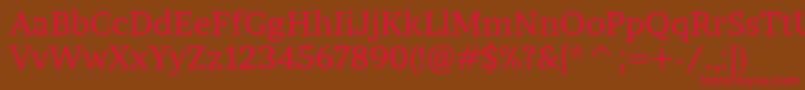 フォントBrawlerRegular – 赤い文字が茶色の背景にあります。