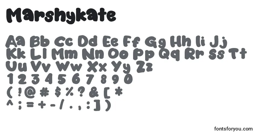 Schriftart Marshykate – Alphabet, Zahlen, spezielle Symbole