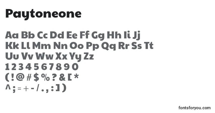 A fonte Paytoneone – alfabeto, números, caracteres especiais