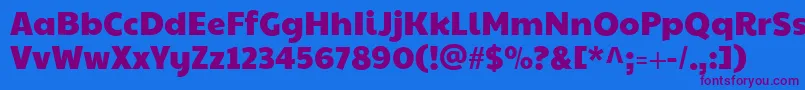 Czcionka Paytoneone – fioletowe czcionki na niebieskim tle