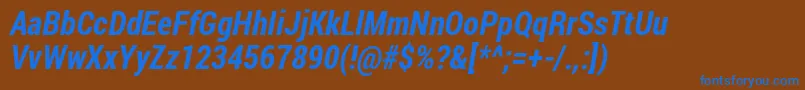 RobotoCondensedBoldItalic Font – Blue Fonts on Brown Background