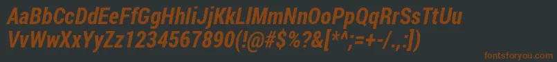 Fonte RobotoCondensedBoldItalic – fontes marrons em um fundo preto