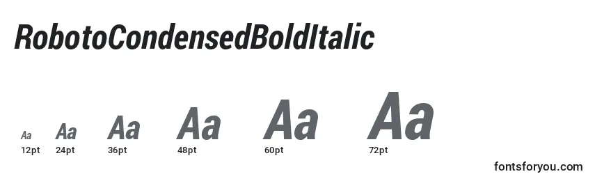 Размеры шрифта RobotoCondensedBoldItalic