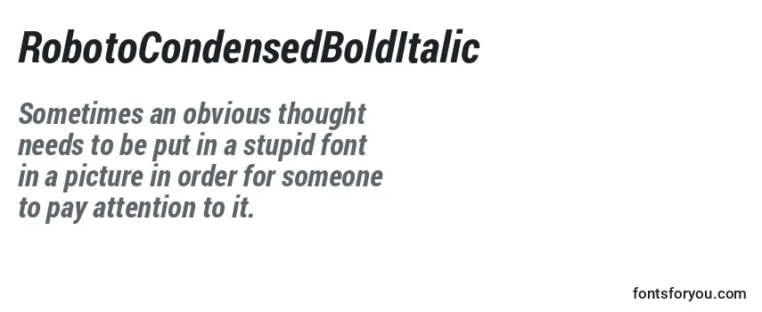 Überblick über die Schriftart RobotoCondensedBoldItalic