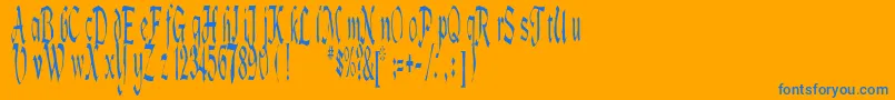 Lotharus-Schriftart – Blaue Schriften auf orangefarbenem Hintergrund