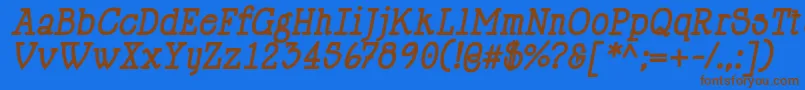 フォントHappyPhantomBoldItalic – 茶色の文字が青い背景にあります。