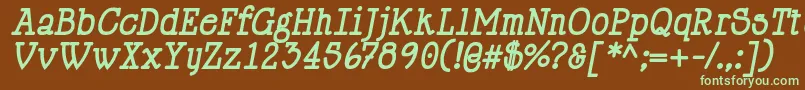 フォントHappyPhantomBoldItalic – 緑色の文字が茶色の背景にあります。