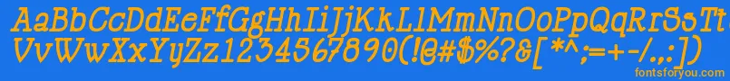 フォントHappyPhantomBoldItalic – オレンジ色の文字が青い背景にあります。
