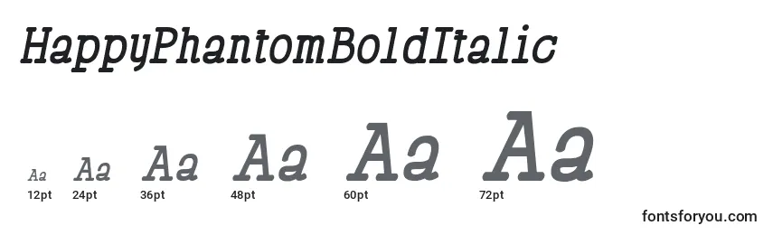 HappyPhantomBoldItalic Font Sizes