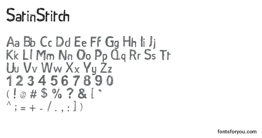 Schriftart SatinStitch – Alphabet, Zahlen, spezielle Symbole