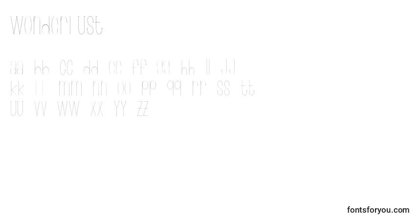 Шрифт Wonderlust – алфавит, цифры, специальные символы