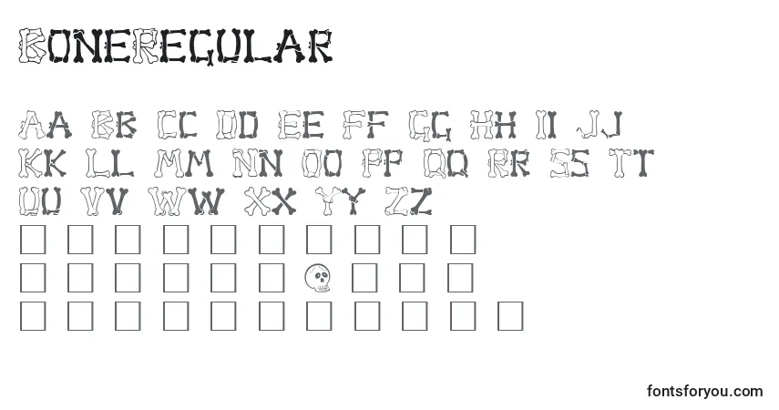 Czcionka BoneRegular – alfabet, cyfry, specjalne znaki