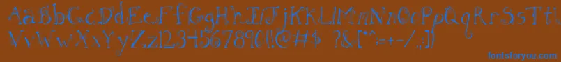 FhLetter Font – Blue Fonts on Brown Background
