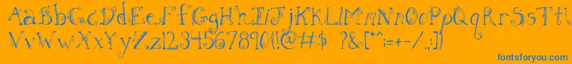 FhLetter Font – Blue Fonts on Orange Background