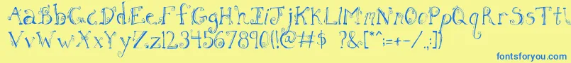 FhLetter Font – Blue Fonts on Yellow Background