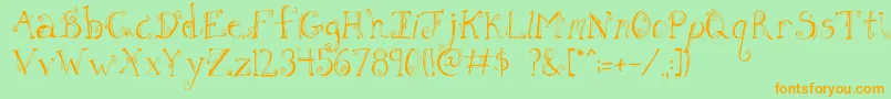 FhLetter-Schriftart – Orangefarbene Schriften auf grünem Hintergrund
