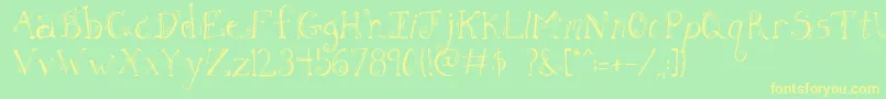 FhLetter-Schriftart – Gelbe Schriften auf grünem Hintergrund
