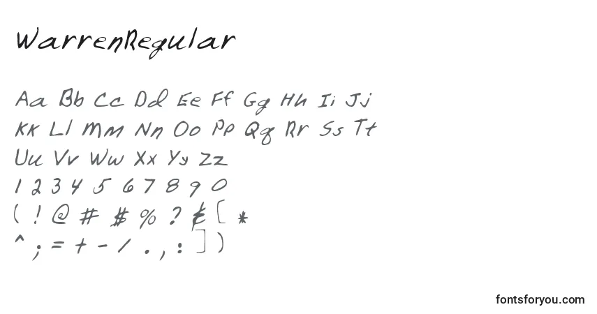 A fonte WarrenRegular – alfabeto, números, caracteres especiais