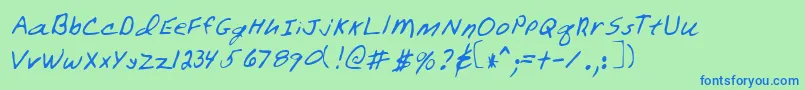 Czcionka WarrenRegular – niebieskie czcionki na zielonym tle