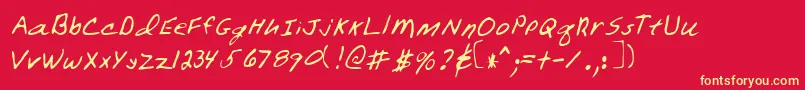 WarrenRegular-Schriftart – Gelbe Schriften auf rotem Hintergrund