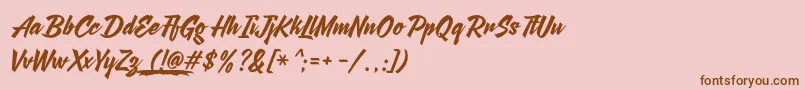 Fonte AgneyaDemoVersion – fontes marrons em um fundo rosa