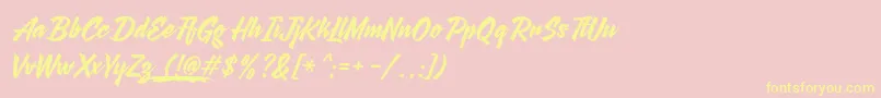 Fonte AgneyaDemoVersion – fontes amarelas em um fundo rosa