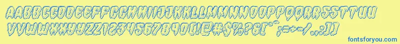 Hemogoblinengraveital Font – Blue Fonts on Yellow Background