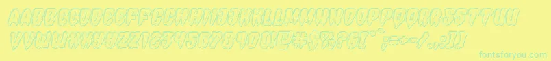 Hemogoblinengraveital Font – Green Fonts on Yellow Background