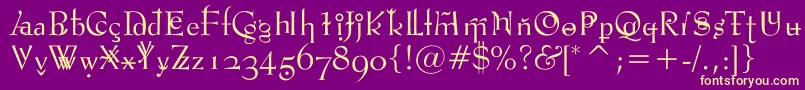 Vtpompouscircumstanceshapely Font – Yellow Fonts on Purple Background