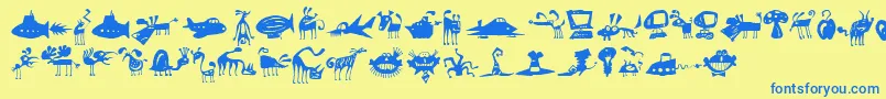 Police PfwonderbatsRegular – polices bleues sur fond jaune