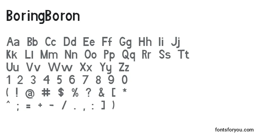 BoringBoron-fontti – aakkoset, numerot, erikoismerkit