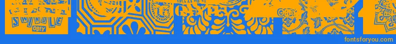 Police Obeyxl2Caps – polices orange sur fond bleu