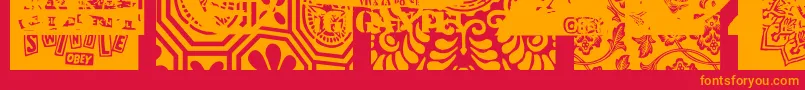 Obeyxl2Caps Font – Orange Fonts on Red Background