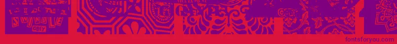 Obeyxl2Caps Font – Purple Fonts on Red Background