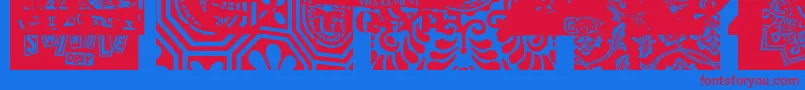 Obeyxl2Caps Font – Red Fonts on Blue Background