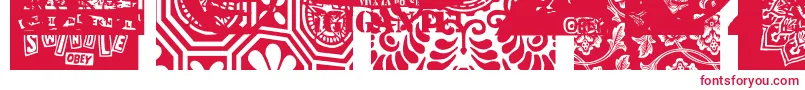Czcionka Obeyxl2Caps – czerwone czcionki na białym tle