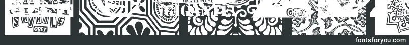 フォントObeyxl2Caps – 黒い背景に白い文字