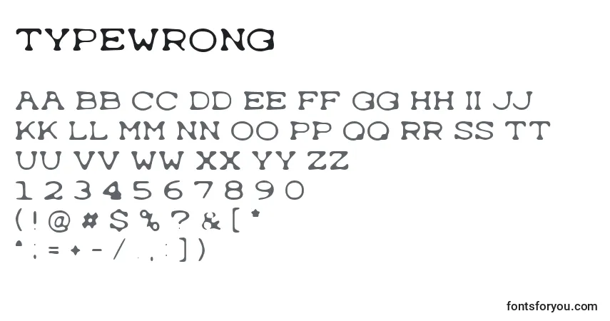 A fonte Typewrong – alfabeto, números, caracteres especiais
