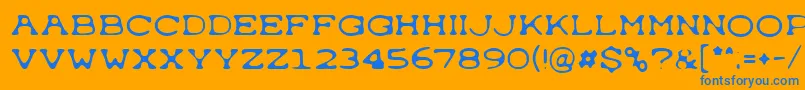Typewrong-Schriftart – Blaue Schriften auf orangefarbenem Hintergrund