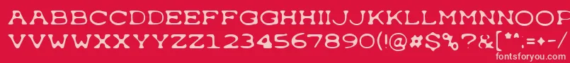 Fonte Typewrong – fontes rosa em um fundo vermelho