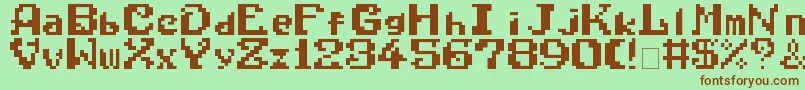 WonderBoyInMonsterWorld Font – Brown Fonts on Green Background