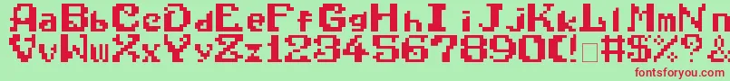 WonderBoyInMonsterWorld Font – Red Fonts on Green Background