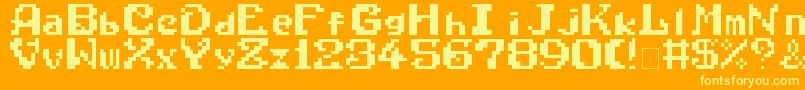 WonderBoyInMonsterWorld Font – Yellow Fonts on Orange Background