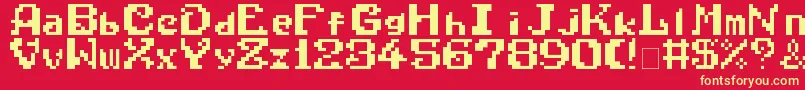 WonderBoyInMonsterWorld Font – Yellow Fonts on Red Background