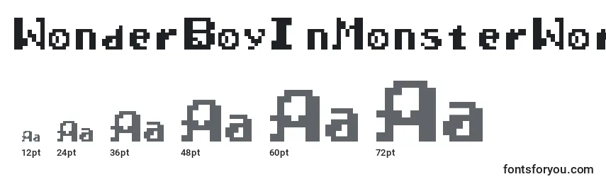 Размеры шрифта WonderBoyInMonsterWorld