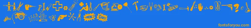 Tooltime Font – Orange Fonts on Blue Background