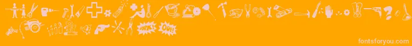 Tooltime-Schriftart – Rosa Schriften auf orangefarbenem Hintergrund